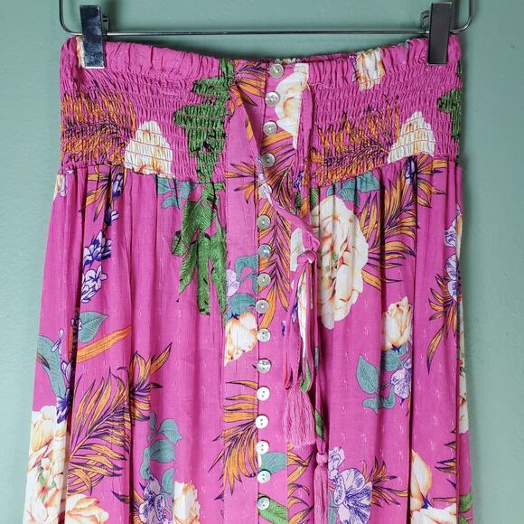 Rachel Zoe Womens Pink Floral Pattern Slit Maxi Skirt Size Medium - Picture 4 of 7